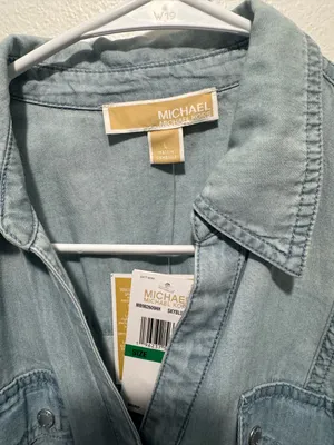 Michael Kors Light Blue Denim Maxi Shirt Dress with Tie Waist thumbnail 3