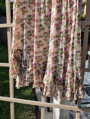 Free People Adella Floral Mini Dress in Cream and Pink | L thumbnail 4