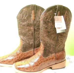 Roper Brown Croco Vamp Brown Shaft Western Boots Size 7.5 New Gift thumbnail 1