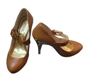 Michael Kors wms brown leather pebbled stilleto 5" heels shoes sz 8M SKU 10-404 thumbnail 1