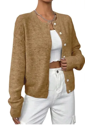 NEW Knit Long Sleeve Button Down Lightweight Alpaca Cardigan S thumbnail 1
