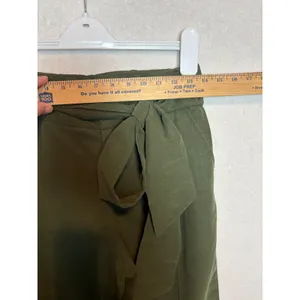 Anthropologie Coquille Olive Green Paperbag Waist Tapered Ankle Pants with Tie thumbnail 4