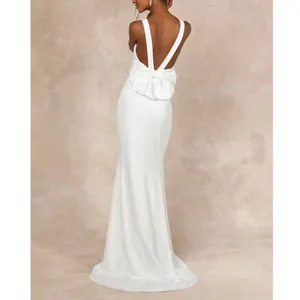 NEW Lulus Romantic Glow White Backless Pearl Bow Wedding Gown Maxi Dress XL thumbnail 7