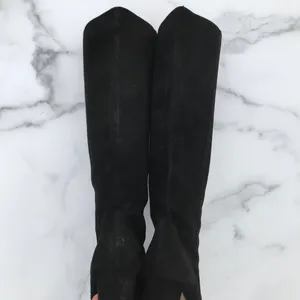 Valentino women’s black suede knee high block heel boots size IT 37 US 7 thumbnail 4