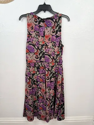 Lauren Ralph Lauren Dress Size 12 Black Floral Fit & Flare V-Neck Sleeveless thumbnail 2