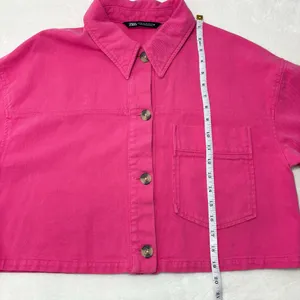 ZARA CROPPED COTTON Pink Jacket‎ /Over shirt Size M thumbnail 11