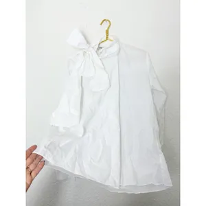 Zara White Poplin Tie Neck Oversized Blouse Size Small 8775/545 Chic Preppy thumbnail 13