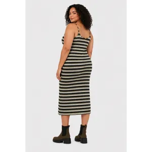 No Boundaries Juniors Bodycon Dress Sz XXL Sea Turtle Green Striped Ribbed Midi thumbnail 5