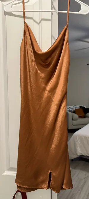 Brown Princess Polly Satin Mini Dress thumbnail 1
