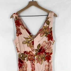 Paper Heart Maxi Dress Womens XL Multicolor Rose Floral Linen Blend V Neck thumbnail 10