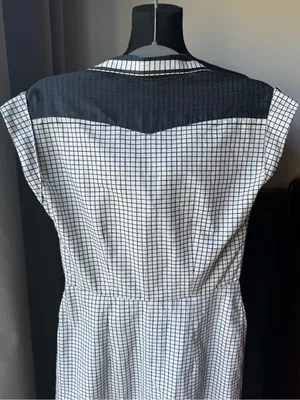 Handmade Classic Black & White Check Collared Day Dress thumbnail 5
