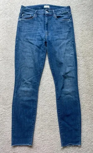 Mother High Waisted Looker Ankle Fray‎ One Smart Cookie Jeans thumbnail 1