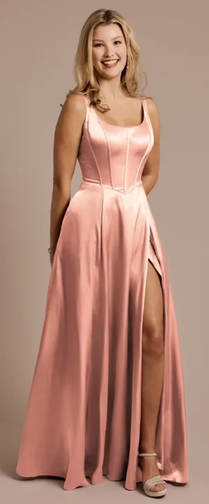 Enchanted Satin Slit Gown thumbnail 1