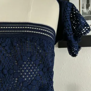 {Victoria's Secret} Navy Lace Top Size Large thumbnail 2