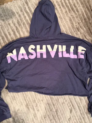 Spirit‎ Jersey Navy Crop Pullover Hoodie with Drawcord Nashville thumbnail 1