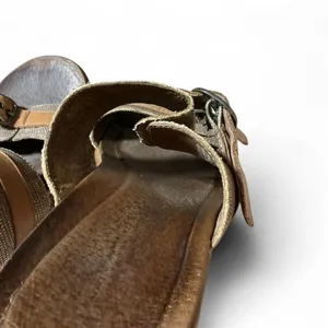 Y2K‎ Dansko Brown Leather Wood Platform Buckle Strap Wedge Sandals Size 39 thumbnail 7