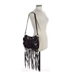 Brown leather bag fringe appliqué Whimsigoth Boho Chic Western Cowgirl Purse thumbnail 10