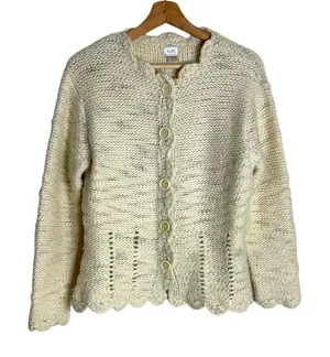 Alps Women's Vtg 100% Wool Chunky Cottagecore Button Cardigan Sweater Medium thumbnail 1