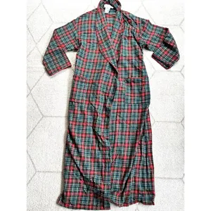 Vintage Lanz of Salzberg Green/Red Plaid Holiday Winter 100% Cotton Nightgown thumbnail 6