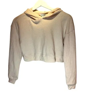 Better Together Women’s Ballet Pink Soft Waffle Knit Cropped Hoodie Size XS thumbnail 1