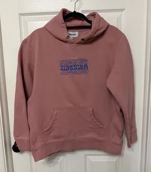 JIBERISH embroidered hoodie pink blue size‎ large thumbnail 1