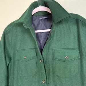 Brandy Melville Forest Green Quilted Shacket Jacket OS Oversized Button Front thumbnail 7
