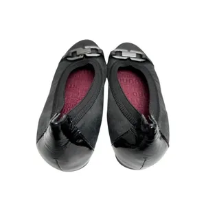 Munro American Black Leather Ballet Flats Buckle Patent Detail 5.5M thumbnail 5
