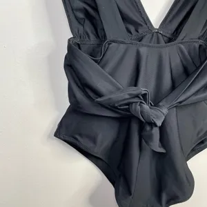 Aerie Black Minimalist Plunge One Piece Swimsuit Swim Suit womens S Long Tall thumbnail 8