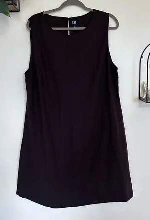 NWT Gap Brown Linen Blend Sleeveless Crewneck Knee Length Shift Dress XL Tall thumbnail 1