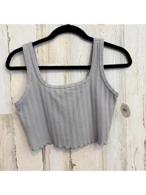 Offline Aerie Women's Small Petite Ribbed Crop Tank Gray Stretch thumbnail 3