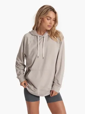 Vuori Halo Oversized Long Sleeve Pullover Hoodie Oatmeal Heather Beige Tan Small thumbnail 2