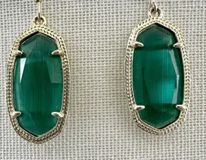 Kendra Scott Dani earrings in gold and emerald cat's eye thumbnail 1