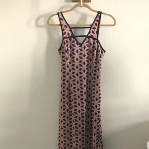Altar’d State Orange & Navy Maxi Dress Sz S thumbnail 4
