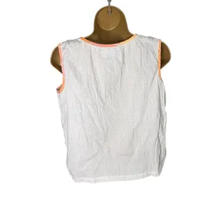 Vtg Y2K Angelique Sleeveless Seersucker Top Button Detail Textured White M FLAWS thumbnail 2