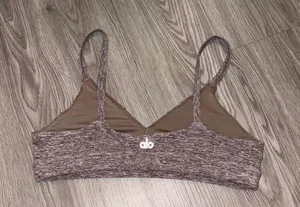 Alo Yoga Alosoft Lounge Brown Speckled V-Neck Bralette thumbnail 1
