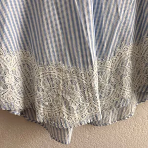 Zara Blue and White Striped Lace Blouse thumbnail 3