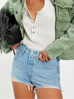 Levi's Light Blue Distressed 501 original Jean Shorts size 25 thumbnail 1