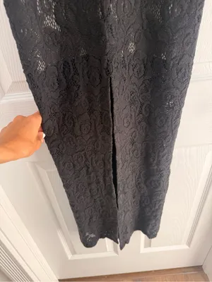 Alice + Olivia Gisela High Neck Long Lace Sleeveless Black Maxi Dress 2‎ thumbnail 6