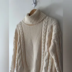 Madewell Cream Cable Knit‎ Turtleneck Sweater NH934 thumbnail 3