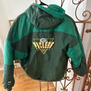 Vintage Logo 7 Packers Puffer Jacket Green Size XL thumbnail 6