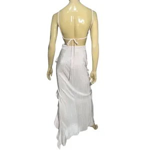 Michael Costello X Revolve Women’s Size XS Light Pink Crinkle Henrik Ruffle Gown thumbnail 7