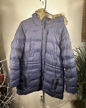 G7. Marc New York Andrew Marc blue hooded faux fur trim puffer with poly fill thumbnail 1
