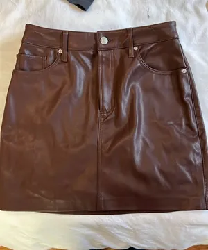 Express Brown Faux Leather Skirt  thumbnail 3