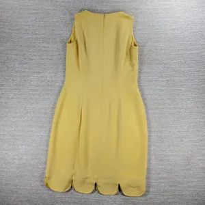 b Michael NY Silk Sheath Dress Size 6 Butter Yellow Scalloped Hem Classic Chic thumbnail 13