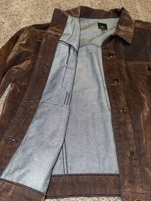 Wild Fable Brown Flocked Denim Trucker Jacket Size Medium thumbnail 6