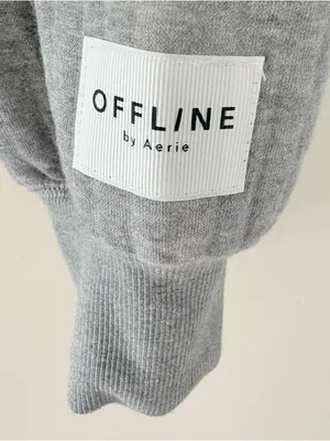 Aerie OFFLINE By Aerie Coffee Run Cropped Hoodie Grey Pullover Ribbed Size M thumbnail 8