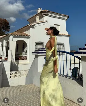 Zara dress maxi halter scarf satin bodycon wedding party Evening Gown thumbnail 2