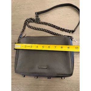 Rebecca Minkoff Avery Crossbody Bag Black Saffiano Leather‎ Gunmetal Chain OS thumbnail 6