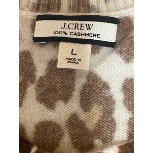 J.Crew Beige Leopard 100% Cashmere Sleeveless Knit Sweater Vest Tank Top Size L thumbnail 5