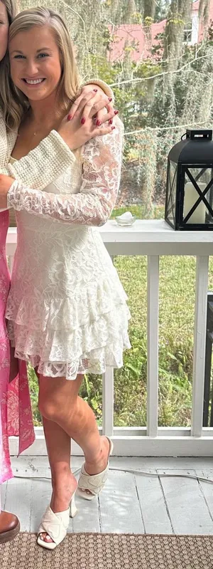 Yumi Kim White Lace Dress With Ruffle Sleeves And Hem thumbnail 4
